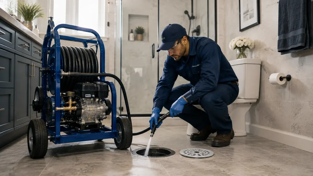 Bathroom Drain Hydro Jetting in Encino