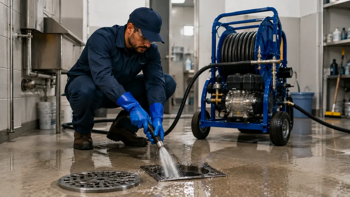 Floor Drain Hydro Jet Cleaning in Encino