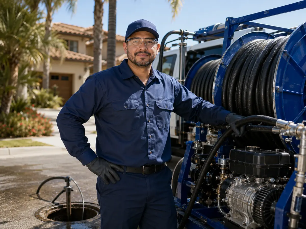 Hydro jet sewer cleaning in Encino