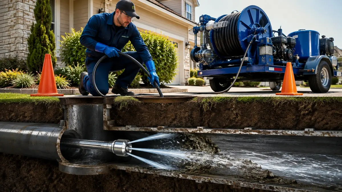 Main Sewer Line Hydro Jet Cleaning in Encino