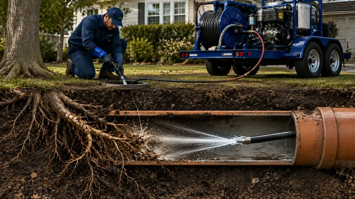 Tree Root Removal with Hydro Jetting in Encino